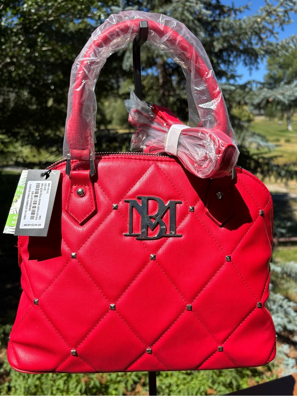 Badgley Mischa Quilted Satchel Handbag in Red
